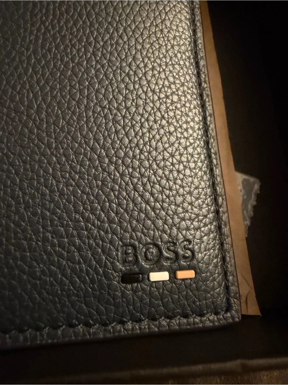 Boss Black and Red Leather Double Billfold Wallet